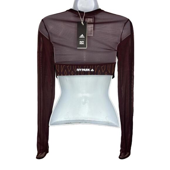 NWT IVY Park Adidas Women's Sz S Mesh Monogram Cropped Top (1603) - Picture 3 of 7